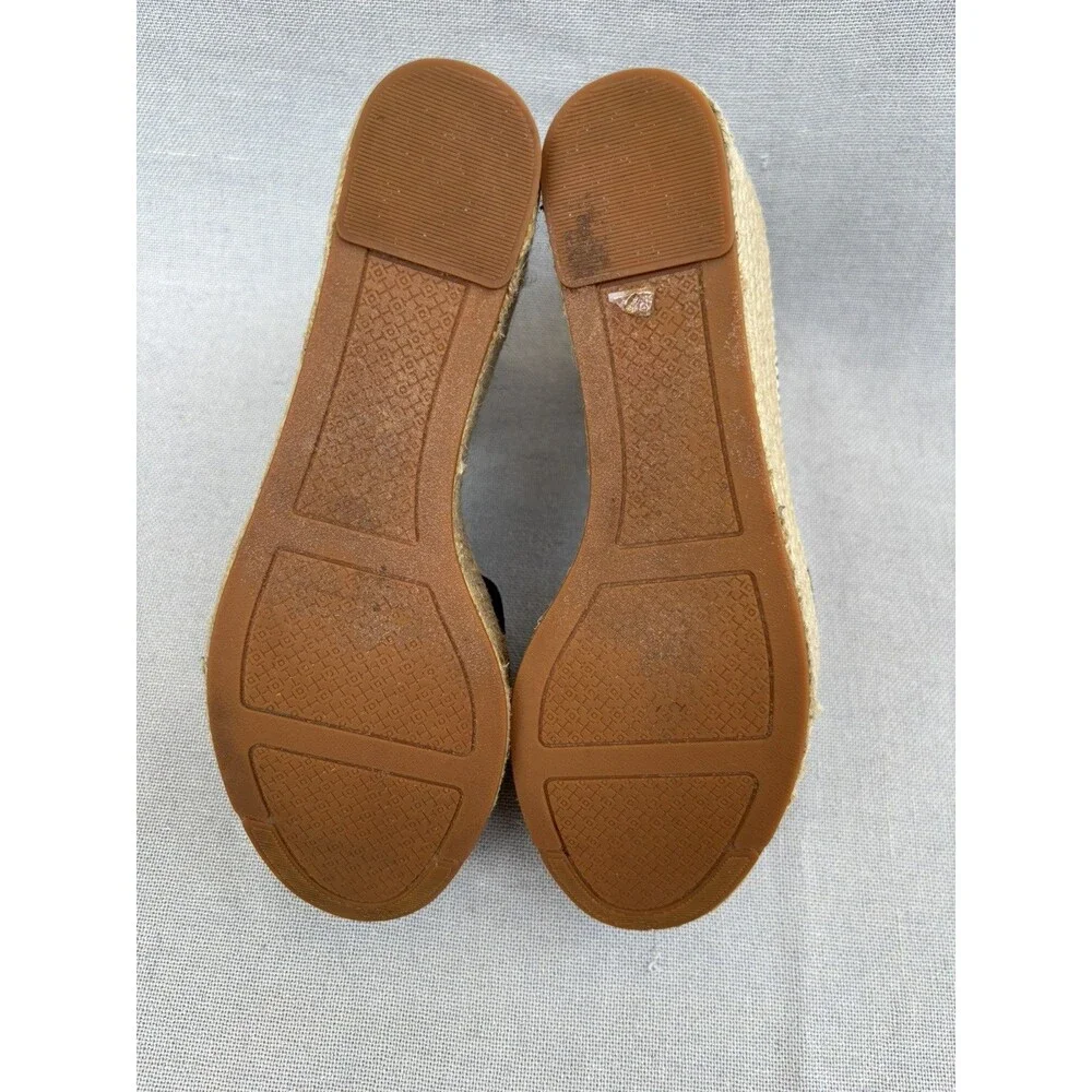 TORY BURCH ESPADRILLES SIZE 8.5 M FABRIC LEATHER BLUE SOLID